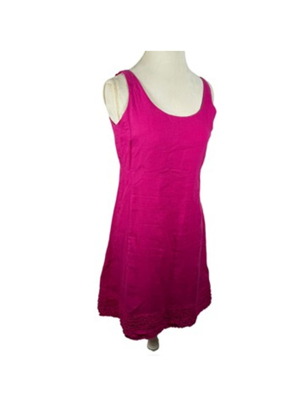 Eileen Fisher System Pink 100% Irish Linen Ruffle Hem Tank Dress Chic Size XS - Picture 4 of 11